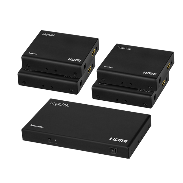 HDMI-Extender/Splitter-Set, 1x4-Port, 70 m, 4K/60 Hz,HDR, IR, POC