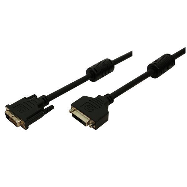 Kabel DVI Verlängerung mit Ferritkern, schwarz, 5m
