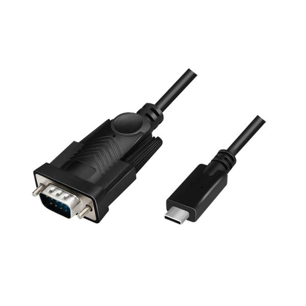 USB 2.0 Type-C cable, C/M to DB9 (RS232)/M, Win11, black, 1.2 m