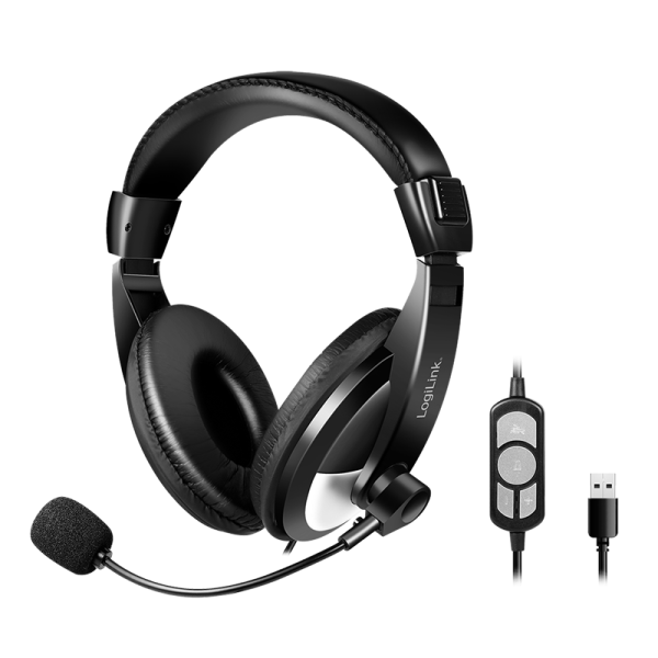 Headset Stereo, with Microphone, USB, black