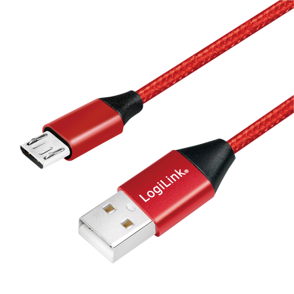 USB 2.0 Kabel zu micro-USB Stecker, rot, 1m