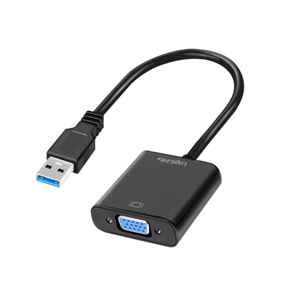 USB 3.0-Adapter USB-A/M zu VGA/F, 1080p, schwarz, 0,15 m