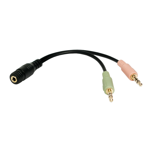 Audio Klinken Adapter, 4-polig, 3,5 mm Klinken Buchse auf 2x 3,5 mm Stecker