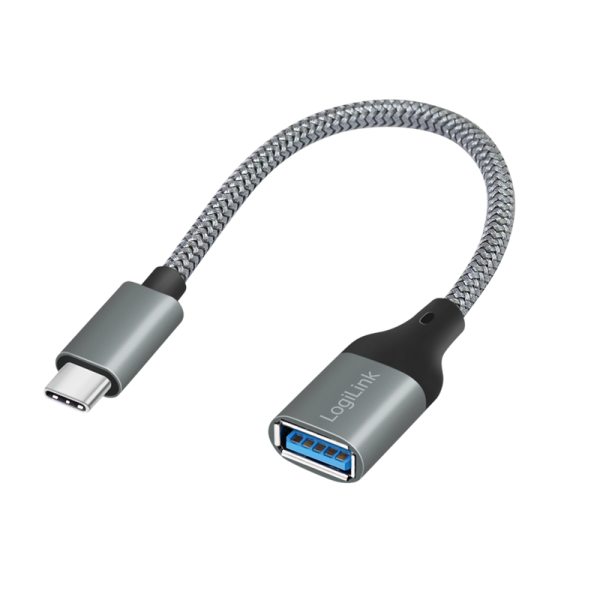 USB 3.2 Gen1 Type-C adapter, C/M to USB-A/F, OTG, Alu, dark grey, 0.15 m