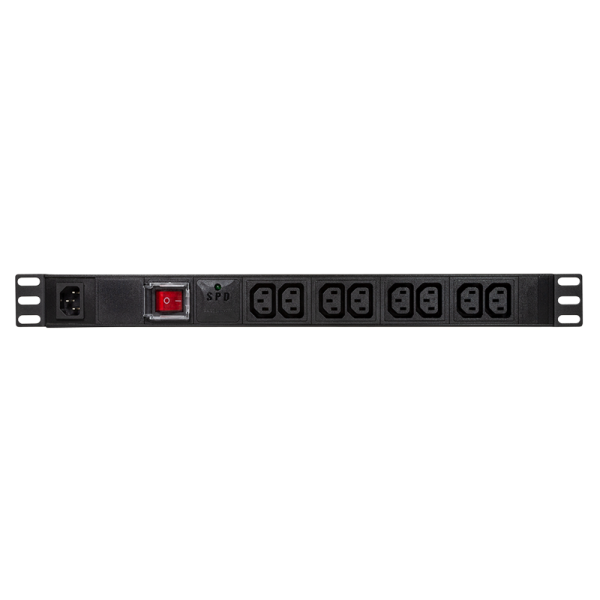 19" PDU 8 x IEC320 C13 socket, with surge protection and switch