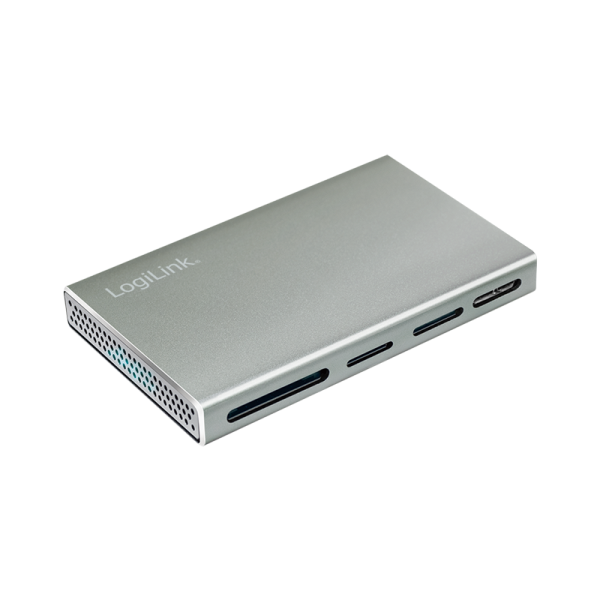 USB 3.2 Gen 1 Cardreader, 5-in-1, metal case, silver