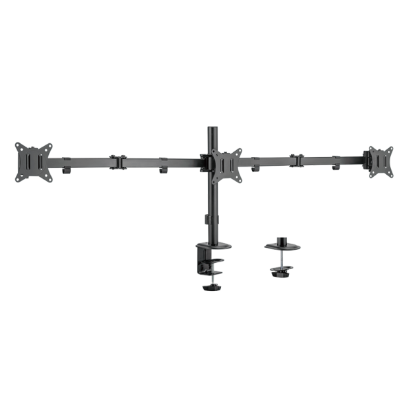 Triple Monitor mount, 17"-27", steel, arm length: each 658mm