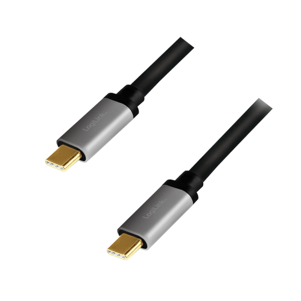 USB 3.2 Gen 2-Kabel, C/M zu C/M, 4K/60 Hz, PD, Alu, schwarz/grau, 1 m