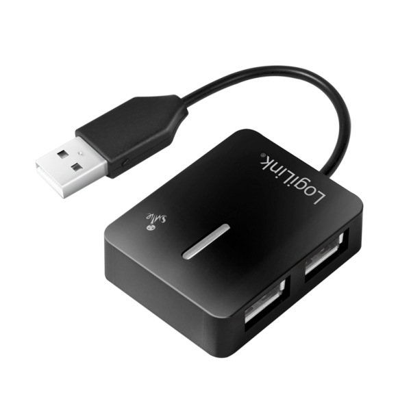 USB 2.0 Hub, 4-port, "Smile", black