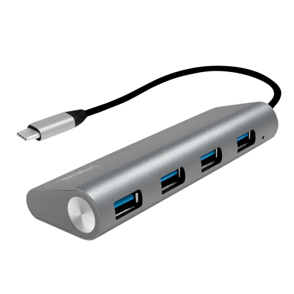 USB 3.2 Gen 1 Hub, 4-port, USB-C, aluminum, grey