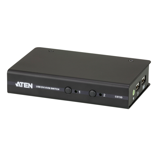 KVM Switch 2-Port, USB, DVI, Audio, Slim-Version