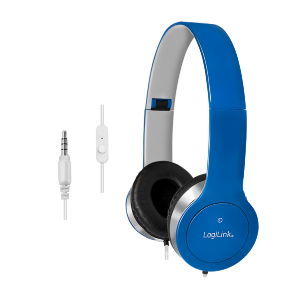 Headset Stereo, with Microphone, 1x 3.5mm, blue