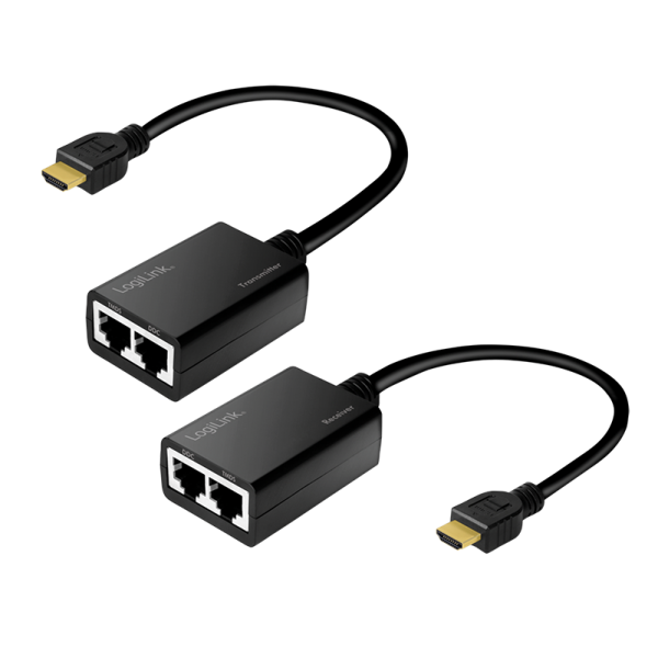 HDMI extender set over LAN, 30 m, 1080p/60 Hz, Pigtail, 0.3 m