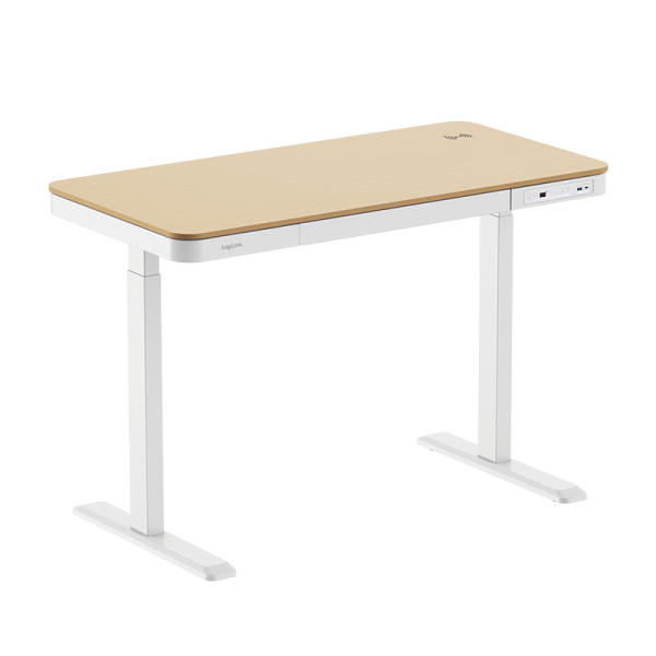 Sit-Stand desk, single motor, 118x60cm, w/ wireless charging, white