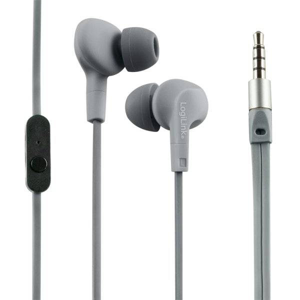 Wassergeschütztes (IPX6) Stereo In-Ear Headset, grau