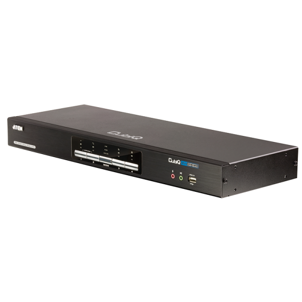 KVM Switch 4-Port USB DVI Dual-View KVM mit Audio & USB 2.0 Hub
