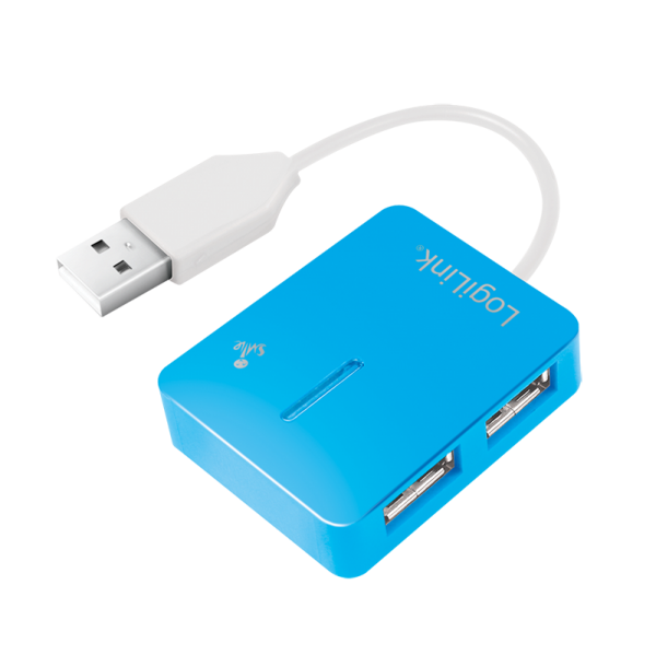 USB 2.0 Hub, 4-port, "Smile", blue