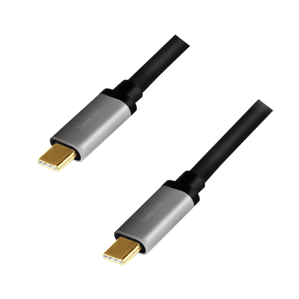 USB 3.2-Kabel, C/M zu C/M, PD3, Alu, schwarz/grau, 1,5 m