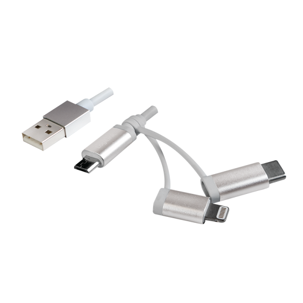 USB auf Micro USB Sync- und Ladekabel mit Lightning und USB-C Adapter, 1m