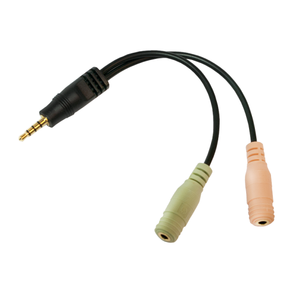 Audio Klinken Adapter, 4-polig, 3,5 mm Klinken Stecker auf 2x 3,5 mm Buchse