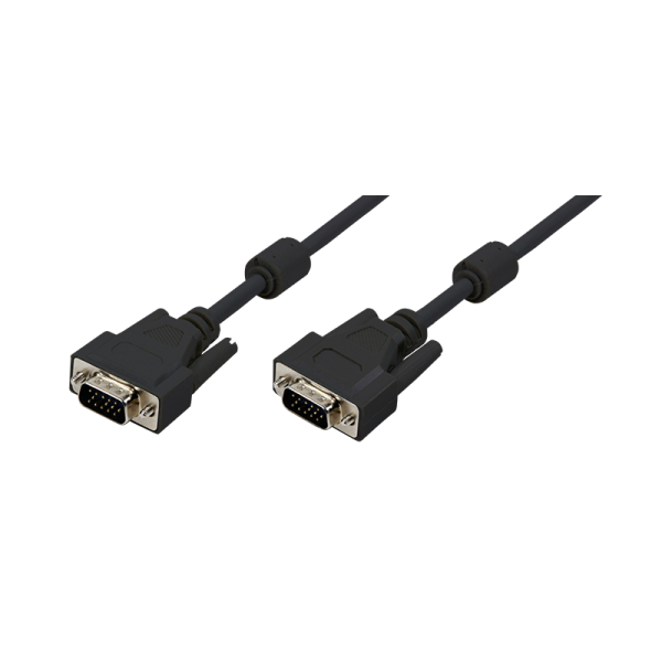 Kabel VGA 2x Stecker mit Ferritkern, schwarz, 1,8m