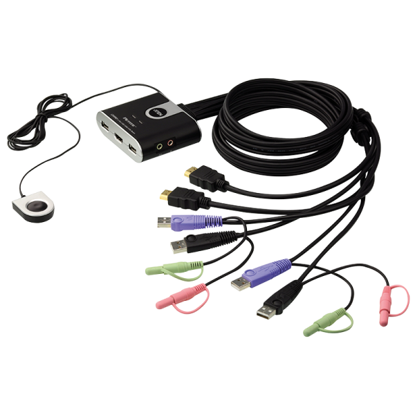 Kabel-KVM-Switch 2-Port USB HDMI KVM mit Audio