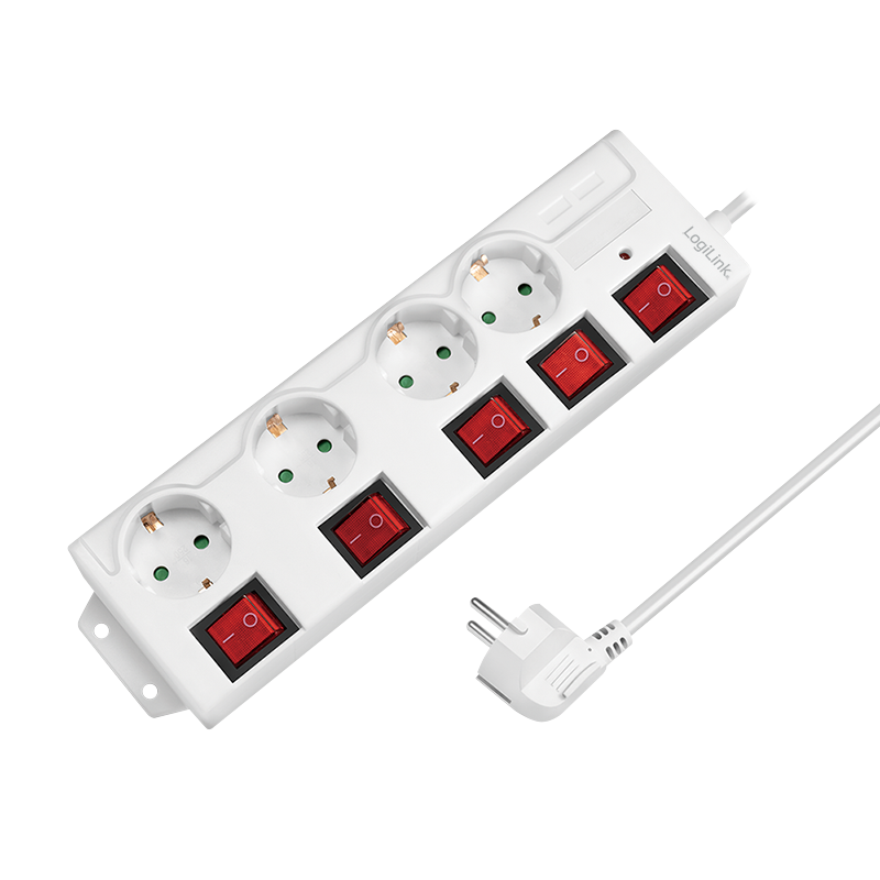 Power strip 4-way with 5 switches, 4x CEE 7/3, white | German type | Power  strips | Power strip | Power & Electricity | 2direct English | Zigarettenanzünder-Adapter