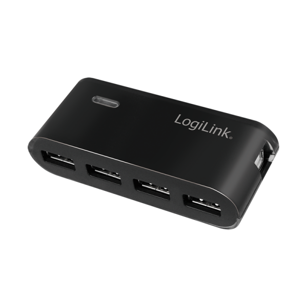USB 2.0 Hub, 4-port, incl. 2A Power, black