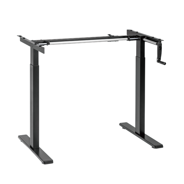 Sit-Stand desk frame, manual, compact, foldable handle, black