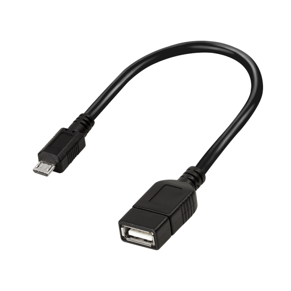 USB 2.0 adapter, Micro-USB/M to USB-A/F, OTG, black, 0.2 m