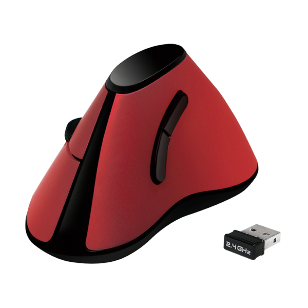Mouse, 2.4G, Ergonomic vertical, 5-button, bordeaux red