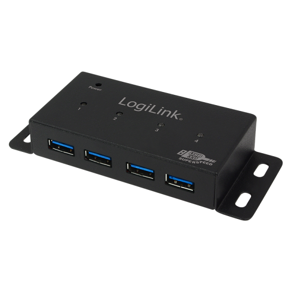 USB 3.0 Hub, 4-port, metal, incl. power supply